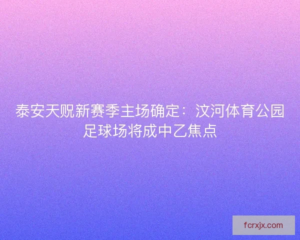 泰安天贶新赛季主场确定：汶河体育公园足球场将成中乙焦点