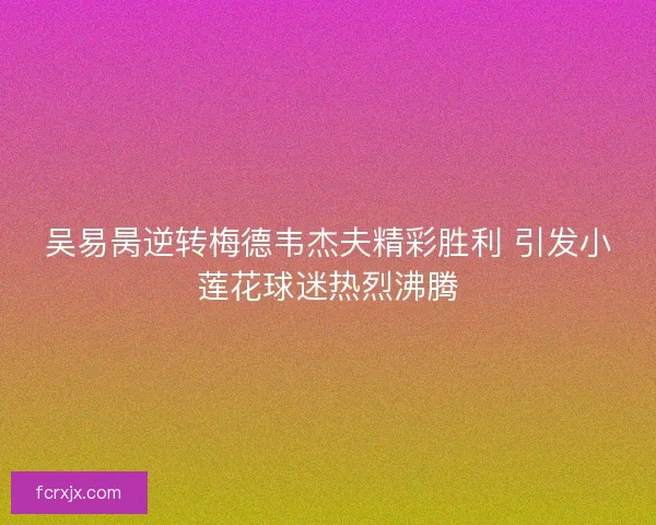 吴易昺逆转梅德韦杰夫精彩胜利 引发小莲花球迷热烈沸腾 吴易昺逆转梅德韦杰夫精彩胜利 引发小莲花球迷热烈沸腾